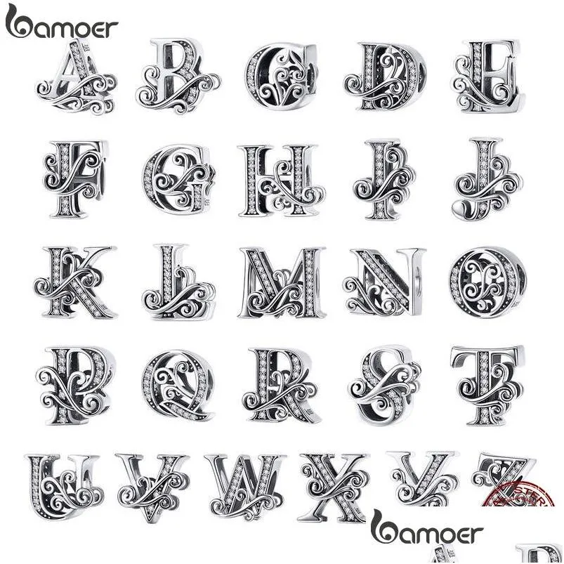 Charm Bracelets 925 Sterling Sier Letter Vintage A To Z 26 Charms Openwork Cz Alphabet Beads Fit Charm Bracelet Bsc030 Drop Dhgarden Ot1Vp