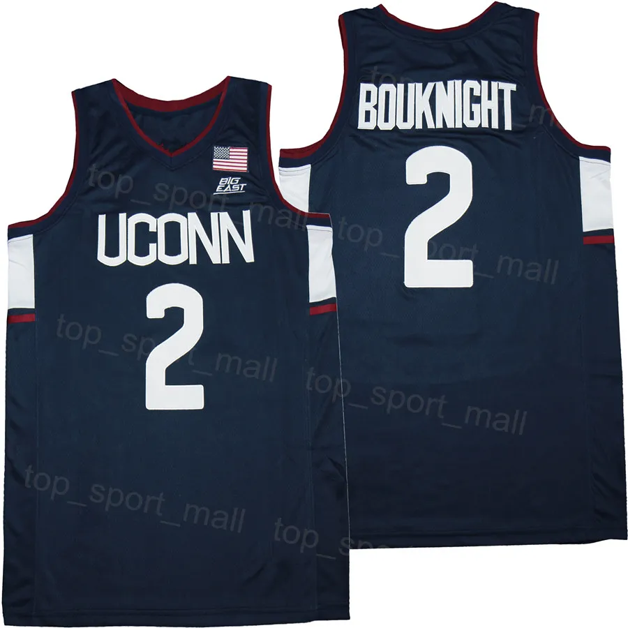 College Basketball Uconn Huskies 2 James Bouknight Jersey Men Team Navy Blue Away Breathable Pure Cotton University Pullover Embroidery And Sewing Shirt NCAA