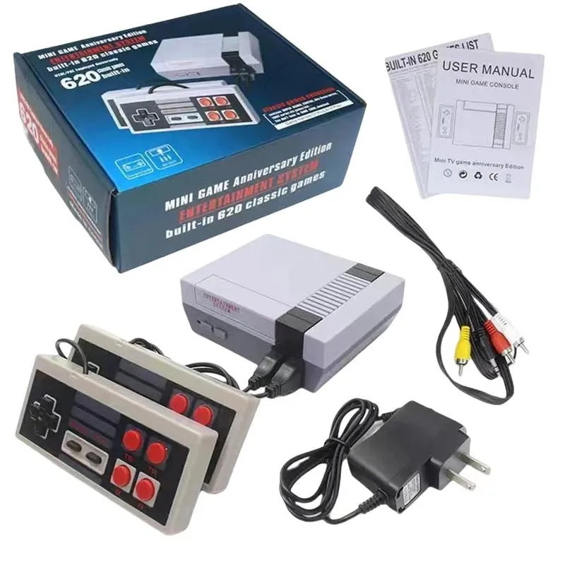 NES620 Game Console Mini Double Classic Nostalgia Connected TV Red and White Machine inbyggd 620 Games Home Game Machine