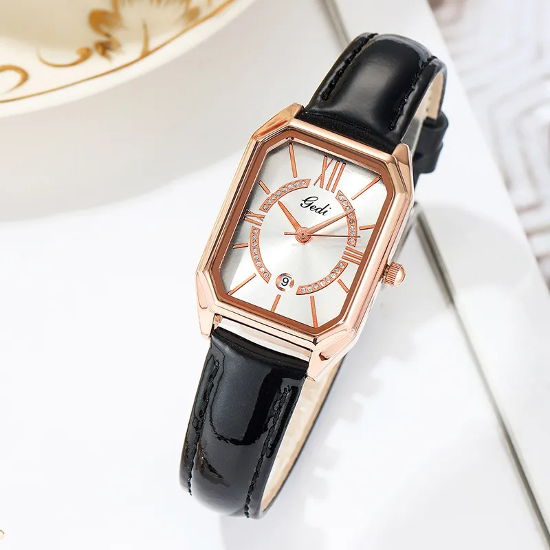 Feminino simples luz luxo moda pequeno quadrado temperamento cinto relógio de quartzo à prova dwaterproof água montre de luxo presentes a654