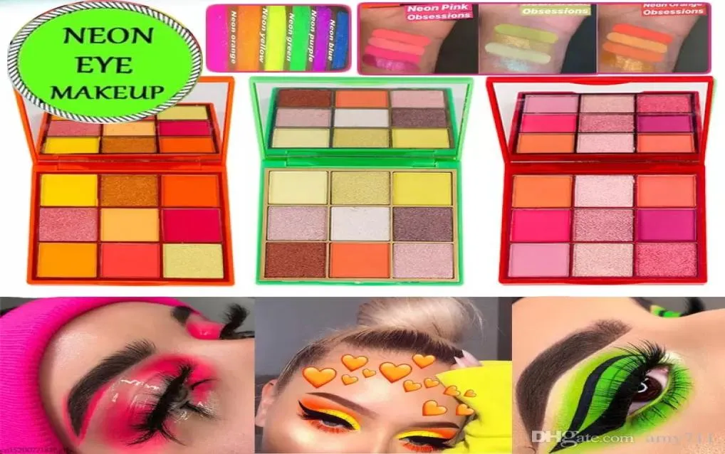 in stock Newest Beauty Brand NEON 9 Colors Shimmer Eyeshadow Make up Eyeshadow with 3 Styles and high quality7573614