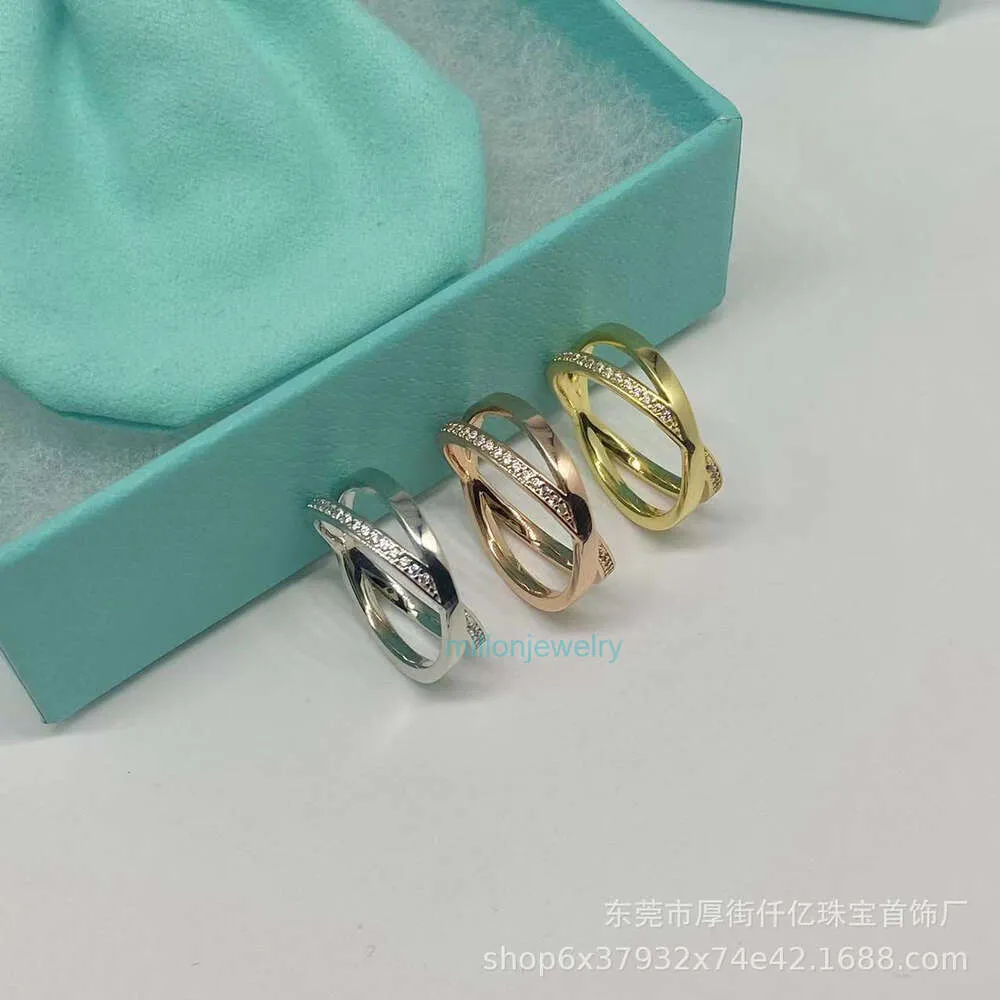 ringar smycken Thome S925 Sterling Silver Cross Set Diamond Ring bred smal mode Simple Sense Ring