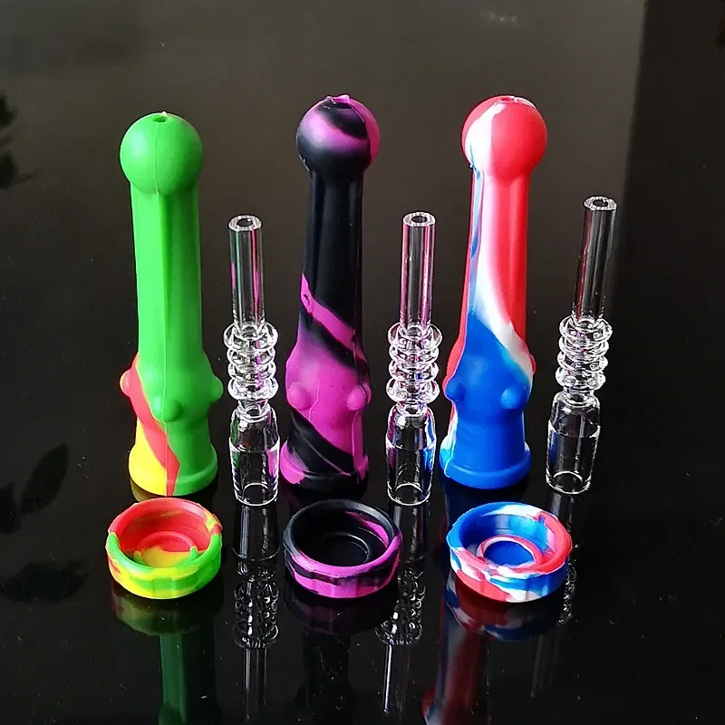 Silicone Nectar Collector Kits With 14mm Joint Quartz Nail Oil Wax Container Box Silicone NC Kit Oil Dab Rigs Water Pipes