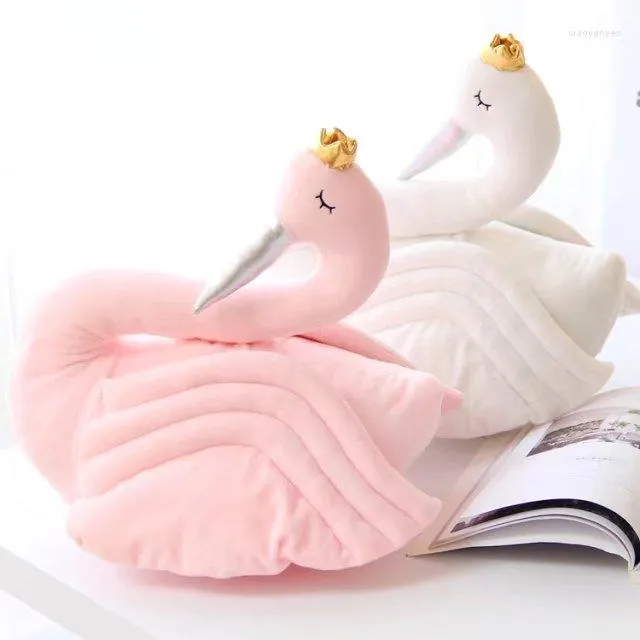 Oreiller 2 en 1 princesse blanc cygne couronne jeter et couverture canapé coussin appui-tête Po fond enfants cadeau décor à la maison