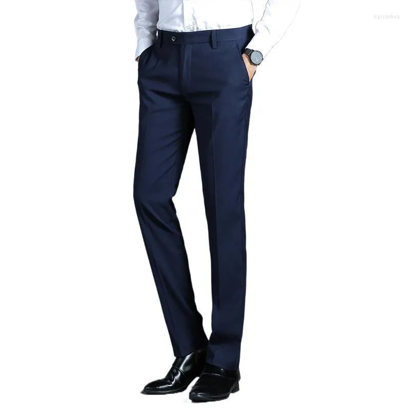 Costumes pour hommes affaires costume décontracté pantalons habillés hommes solide taille haute droite bureau formel pantalon hommes Style classique Long A25