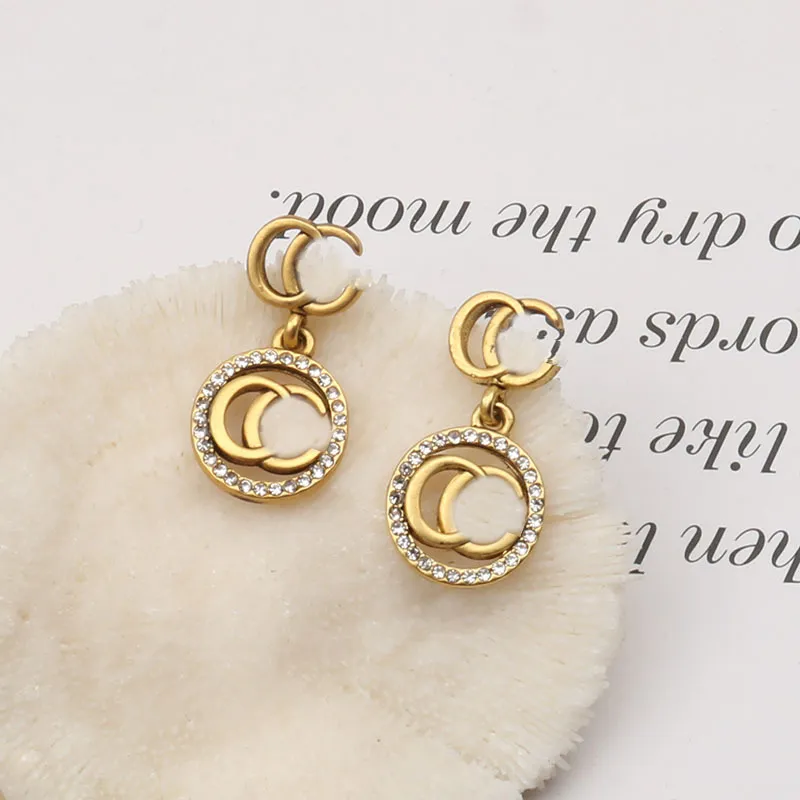 Ohrringe Mode 18K Gold plattiert 925 Silber Luxus Designer Briefe BOUD Ehrfurcht Geometrische Frauen Kristall Strass