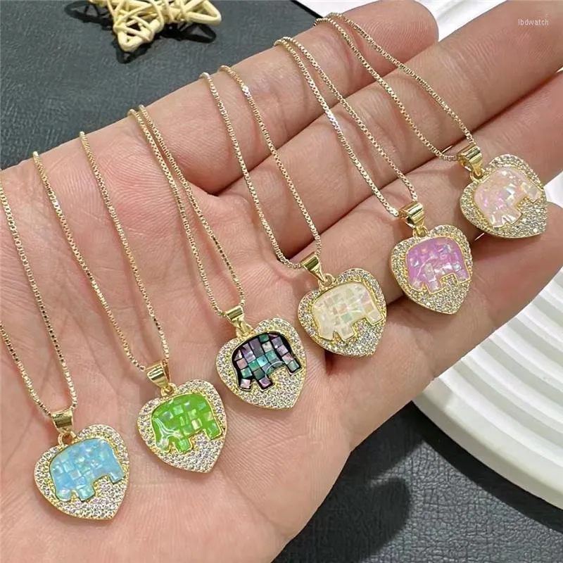 Chains 5Pcs Classic Elephant Colorful Shell Charms Jewelry Necklace Trendy Personalized Necklaces For Women Men