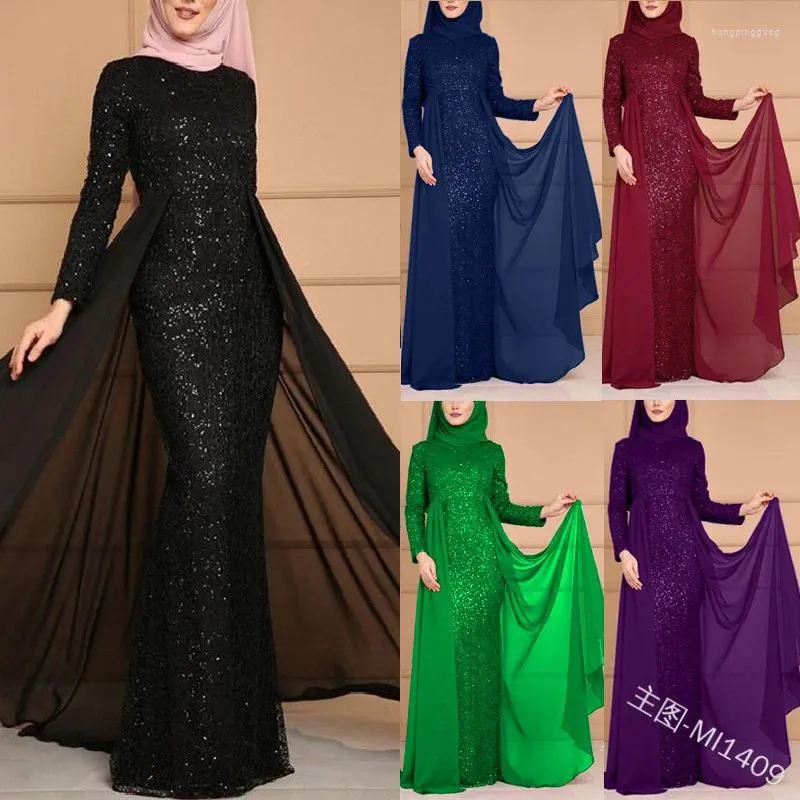 Sıradan Elbiseler Müslüman Pullar Dress Kadınlar Abaya Dubai Türkiye Arap İslami İnce Uzun Kollu Kaftan Başörtüsü Suudi Fit