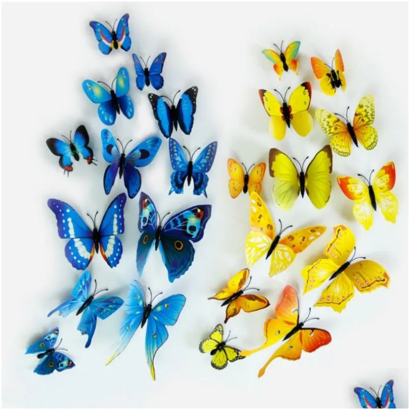 Fridge Magnets Diy 3D Fridge Magnets Butterfly Wall Sticker Home Decor Room Decorations Stickers Poster Waterproof Drop Delivery Home Dhzwg