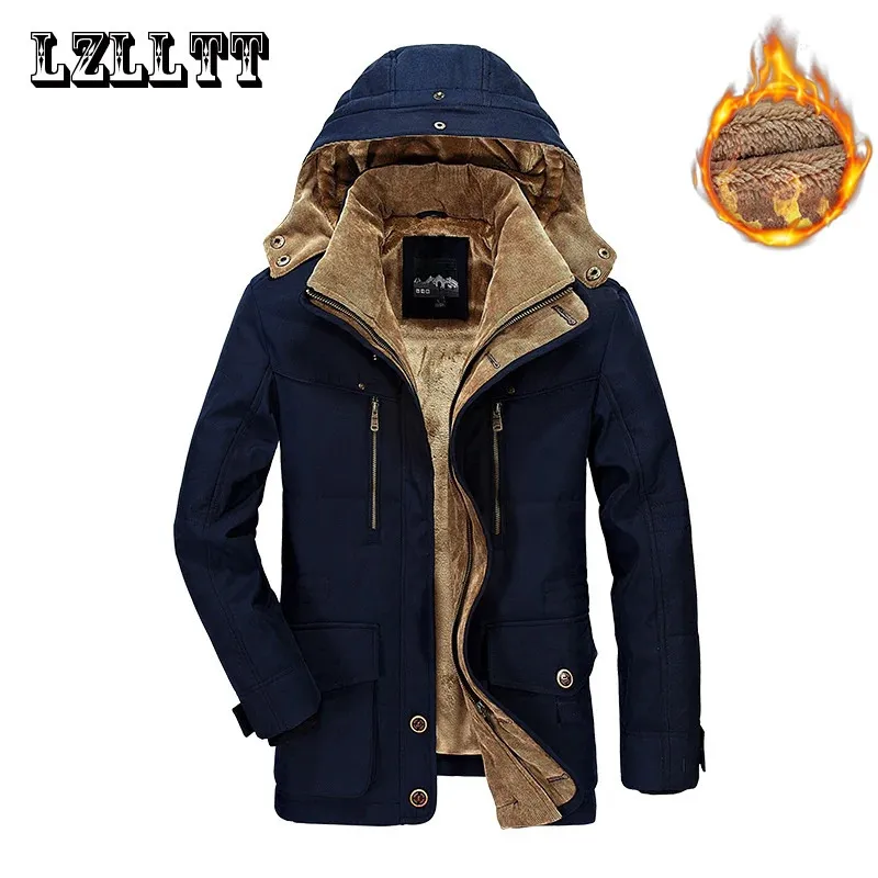 Mens Winter Warm Fleece Jacket With Detachable Hat 7XL Size