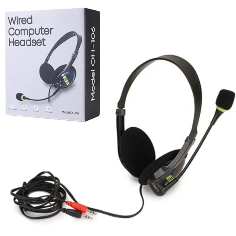 Light weight 3.5mm Plug Wired Business Headphones With Microphone Office Home Working Gamer Headset For Mobile Phone Computer PC Tablet