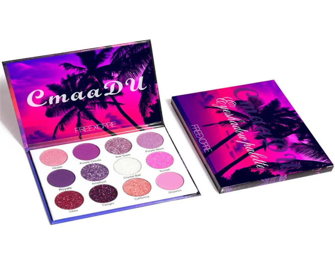 Makeup Cmaadu Mat Matte Glitter Ckseshadow Paleta Wodoodporna długość 12 kolorów połyskująca pigmentowa cień do powiek paleta 8439354