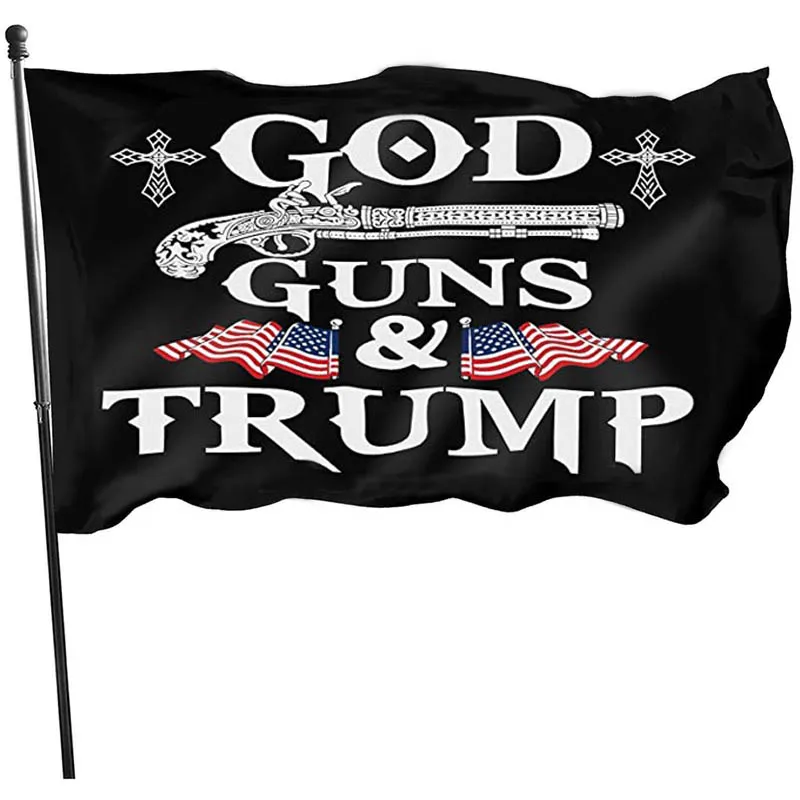 3X5ft Trump Bayrakları 2024 Kampanya Afişi Trump God Guns Bayrağı DHL Ücretsiz Teslimat