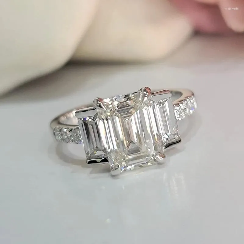 Cluster ringen IGI 14k wit goud 5.0CT EF kleur VS1 Emerald Cut HPHT CVD Lab Grown diamanten sieraden verlovingsring