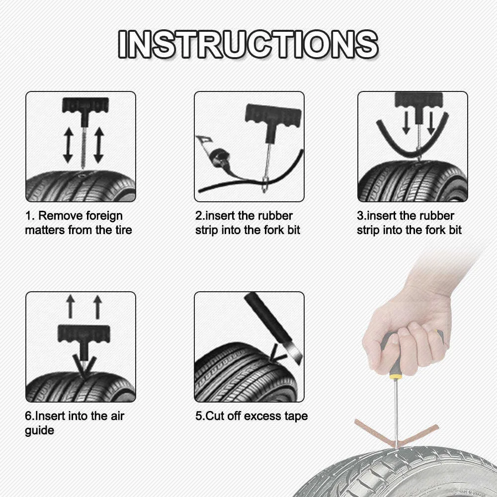 Autobandreparatie gereedschap kit met rubberen strips tubeless banden bandenstudding plug set voor vrachtwagenmotorcycle