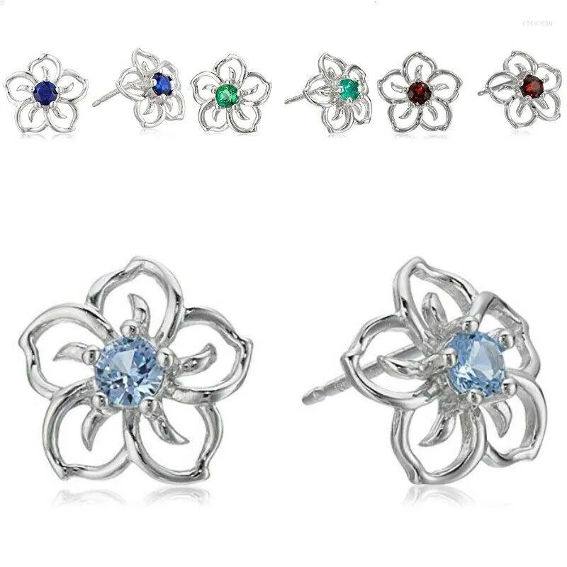 Stud Earrings Korea Sweet Girls Cute Flower Crystal Temperament Geometric Zircon Statement For Women Sister Friendship Gifts