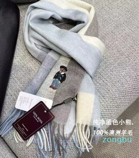 wool Set Winter Warm scarves Bear embroidered cartoon couple fashion scarf