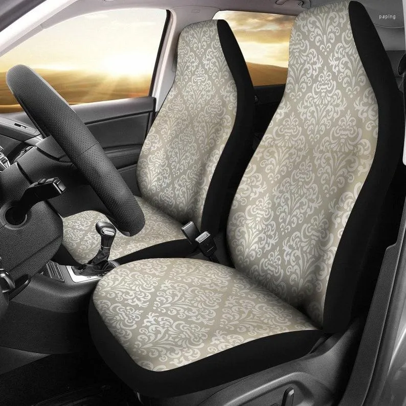 Auto -stoelhoezen Beige stijlvolle elegant decor paar 2 voorbeschermer accessoires