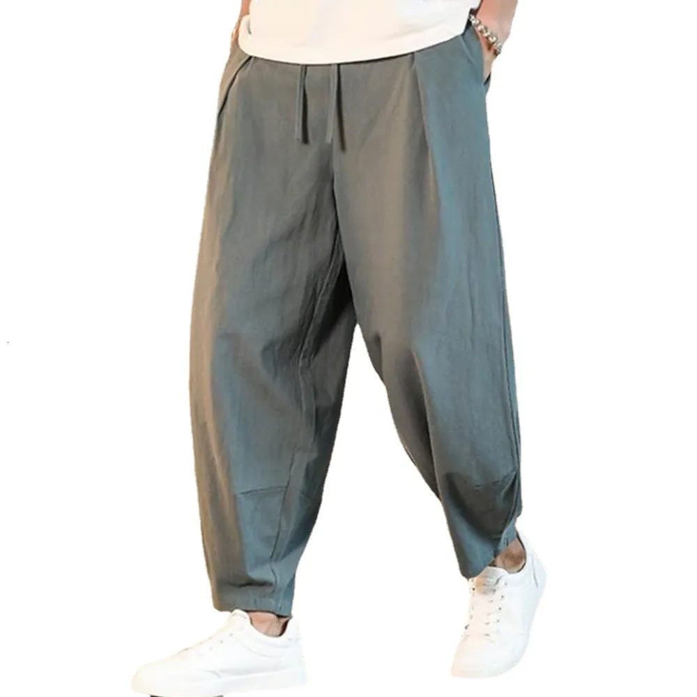 Męskie spodnie bawełniane i lniane luźne spodnie męskie Męskie letnie oddychanie ligi kolory lniane spodnie fitness Streetwear 230420