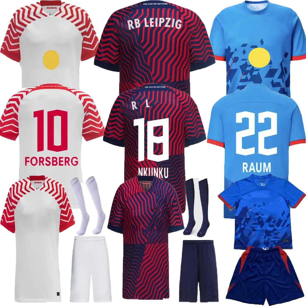 2023 2024 RBL Leipziges Werner Soccer Jerseys Home Away 3th Nkunku Raum Simakan Poulsen Szoboszlai Forsberg Sabitzer Olmo Haidara Schlager Football Men Kids Shirt