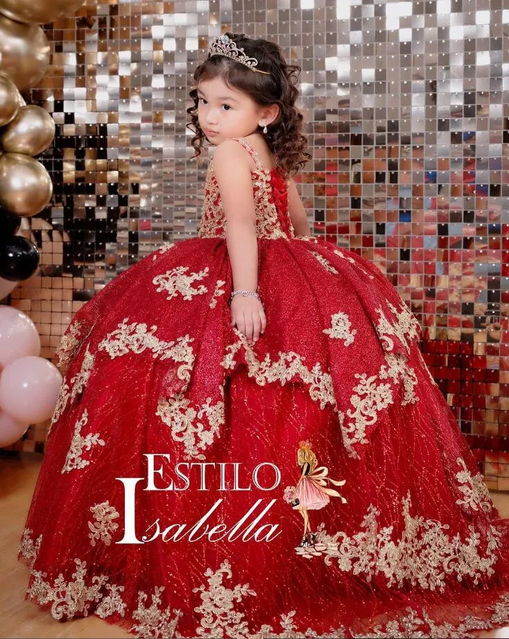 Wine Red Sparkly Mini Quinceanera Dress for Girls Lace Applique Lace-up  Floor-Length from Dhgate Flower Girls Dresses - price 110.56