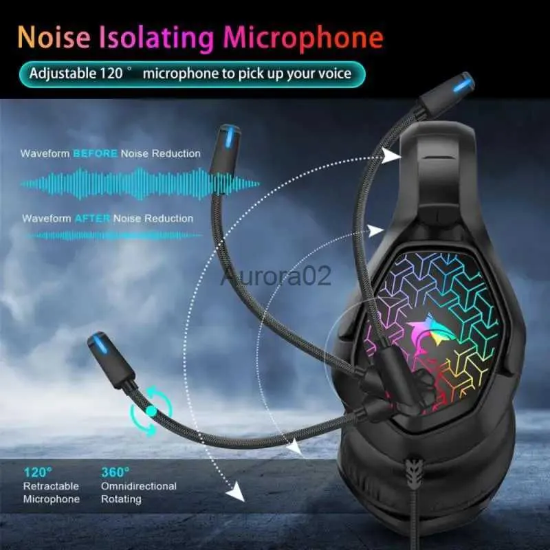 Cell Phone Earphones Colorful Head-mounted Gaming Headset Compatible Headphone For Switch/for /pc Gaming Headset Noise Reduction Usb For /5 YQ231120