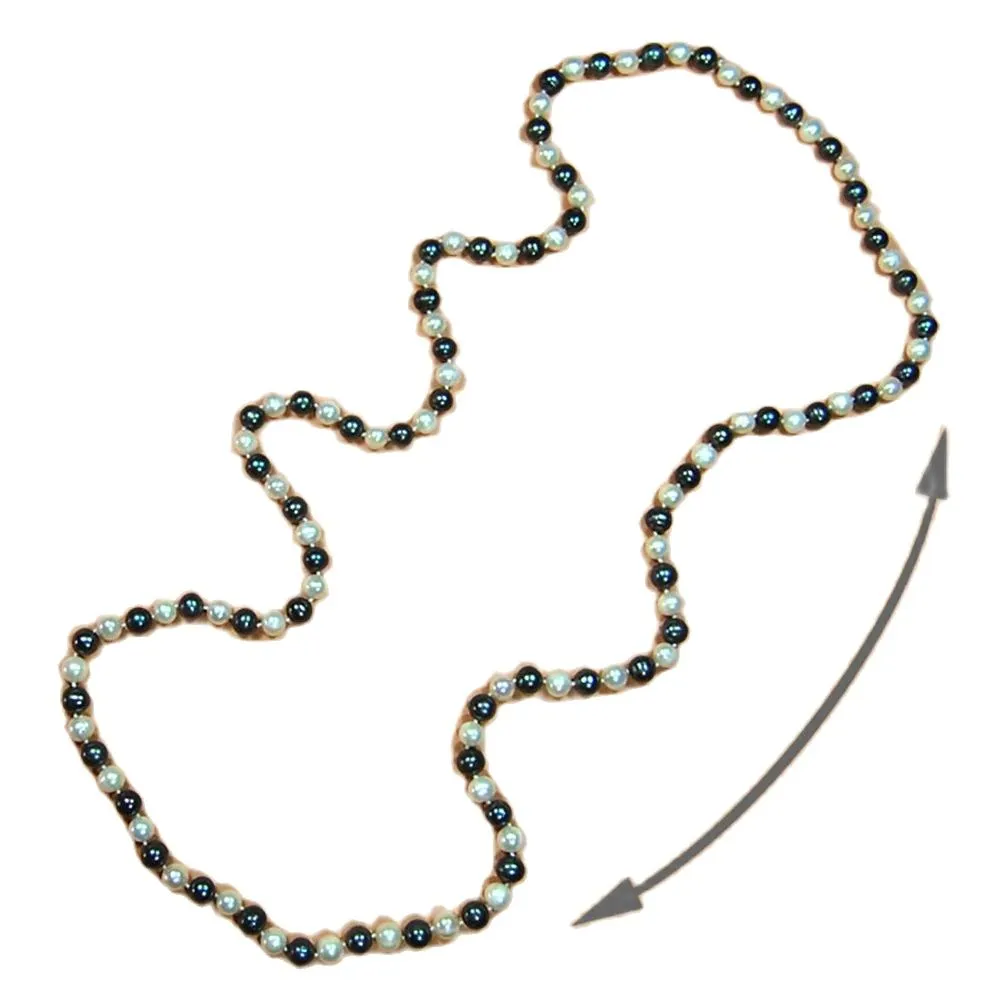 Collier de perles d'eau douce naturelles noires et blanches à double usage, 7-8mm, 100cm