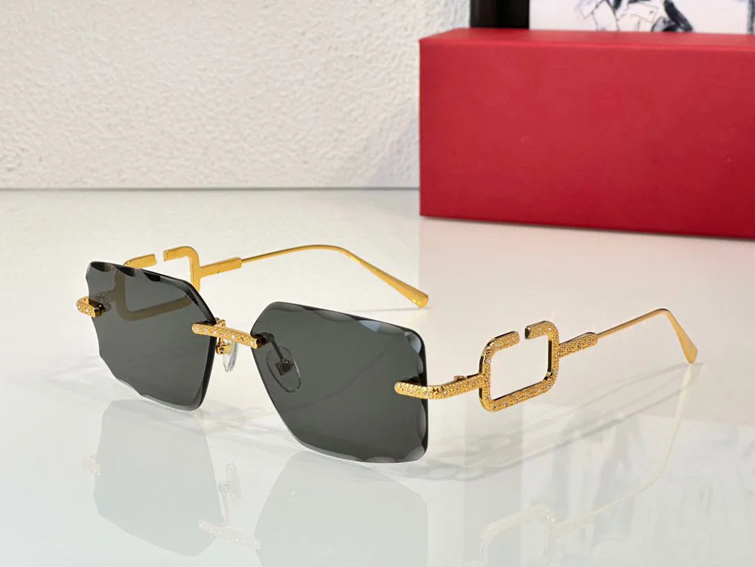 Солнцезащитные очки для мужчин и женщин, летние дизайнерские 5034, металлические авангардные очки со скошенными линзами без оправы, стильные очки с защитой от ультрафиолета, популярные модные очки, случайная коробка