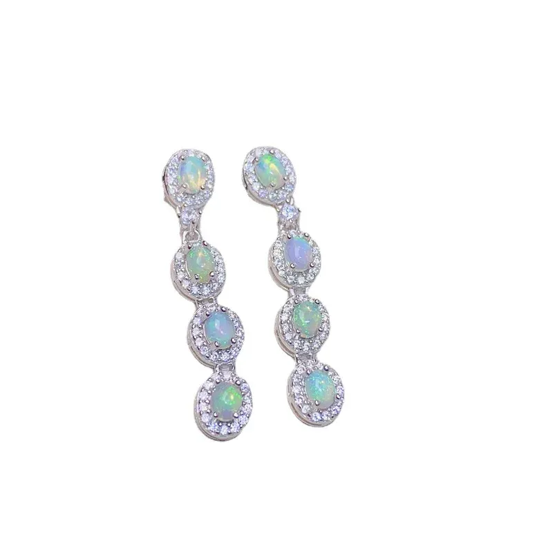 CoLife Jewelry 100% Real Opal stud Earrings for Office Woman 3mmx4mm Opal Earrings 925 Silver Opal Jewelry