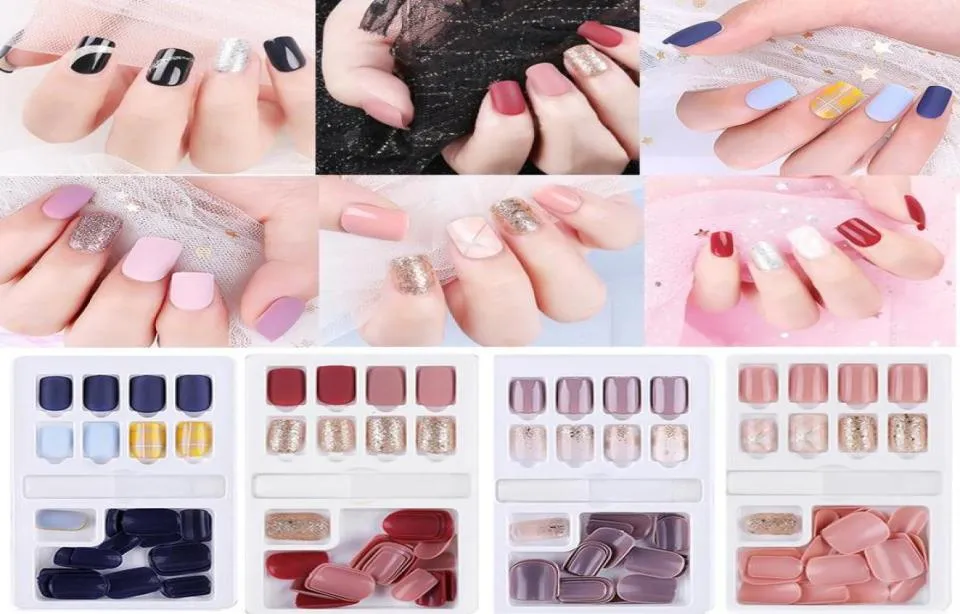 30 peças pontas artificiais de unhas falsas para decoração com designs prensados em unhas stickonnails ferramentas de manicure unhas falsas removíveis 7331769