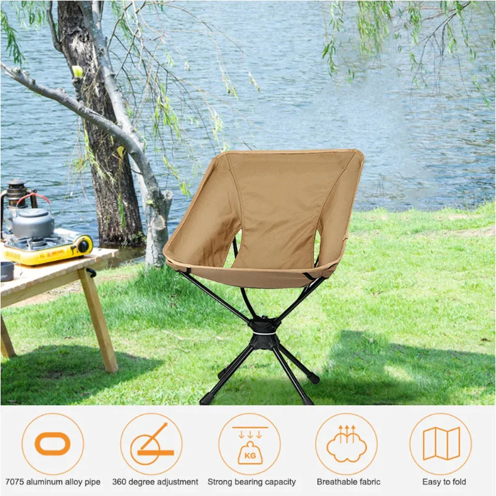 Lägermöbler fiske campingstolar 360 grader roterbar vikning av aluminiumlegering utomhus vandring ultralätt sittstol 231120