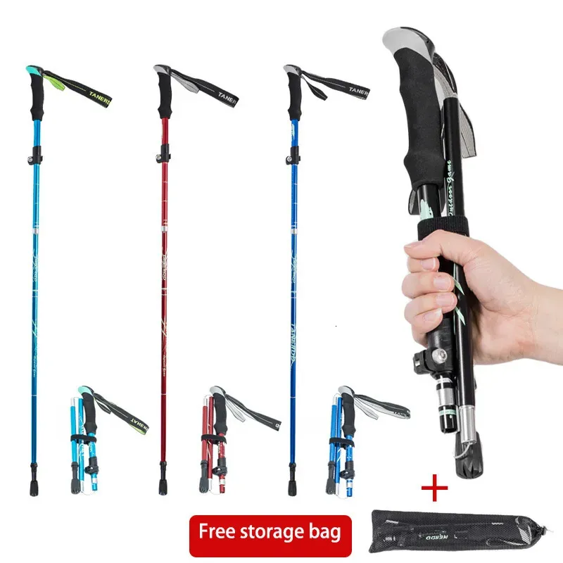 Ski Poles Ultralight Folding Multifunktion Trekking Pol Portable Anti Shock Alpenstock Snow Walking Stick Outdoor Climbing Handing Stick 231120