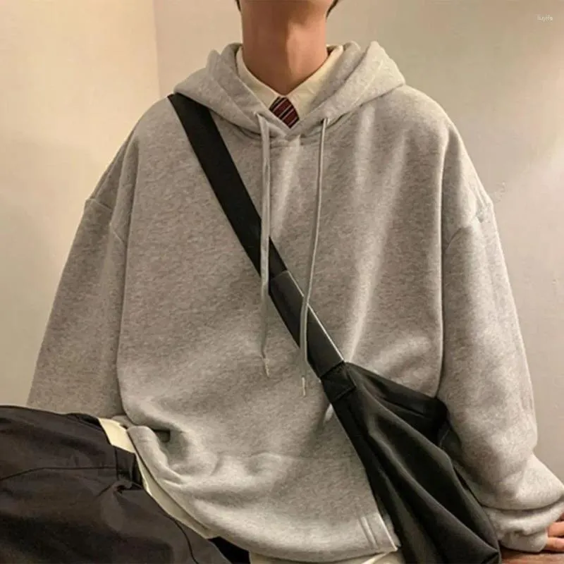 Sweat à capuche décontracté pour homme, élégant, coupe ample, doux et chaud, avec grande poche plaquée, manchette élastique, grande taille, Streetwear, hiver