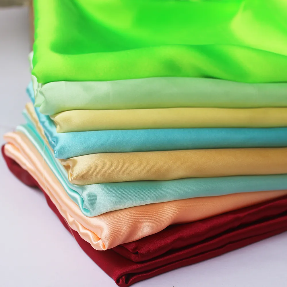 Tyg Polyester Satin Fabric Highend Simulation Silk Presentlåda Foderduk Solid färg DIY Sewing Doll Dress 230419