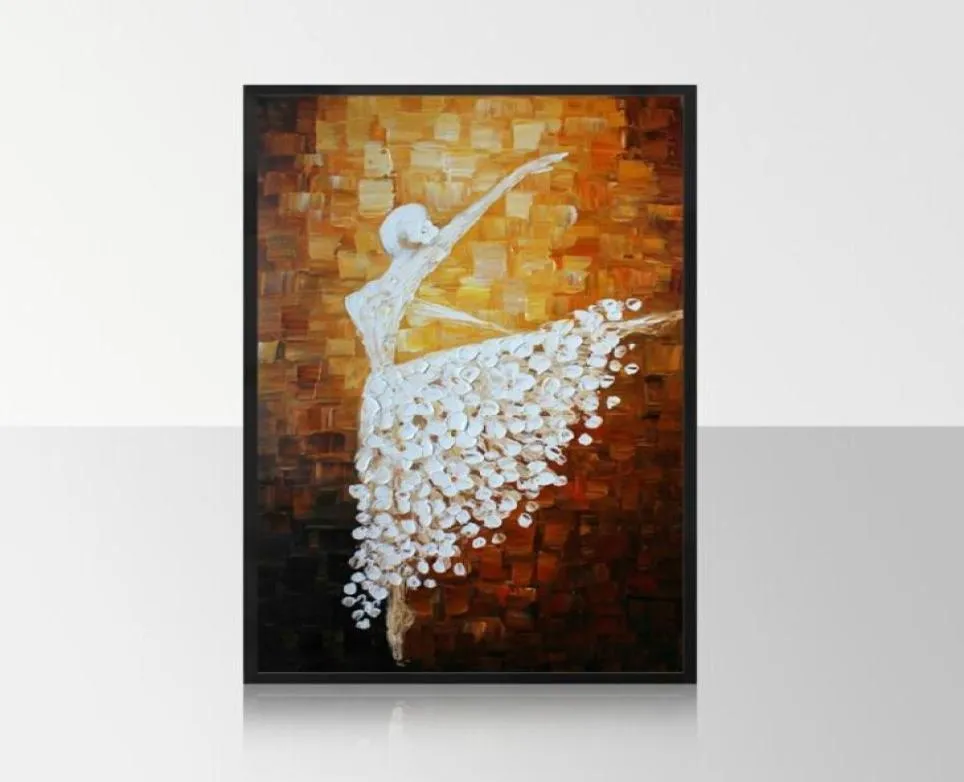 grande dipinto a mano decorazione domestica moderna arte della parete immagine balletto ragazza coltello spesso pittura a olio su tela per soggiorno regalo585412420320