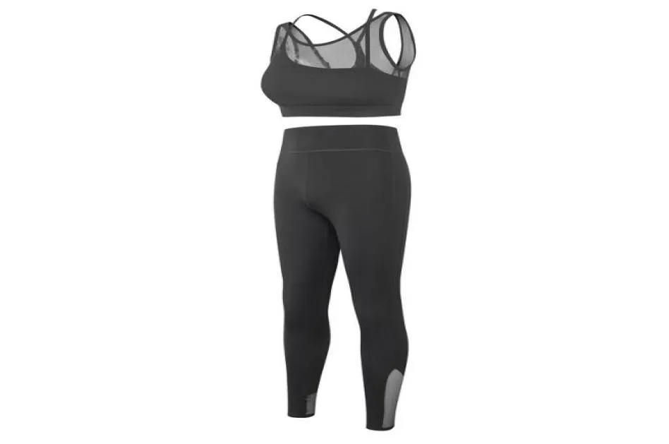 fu kit allenamento donna reggiseno sportivo tuta yoga nera Quick Dry Fitness Wear pelle colore grigio WT0086437844