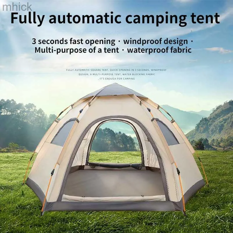 Tentes et abris Tente de camping pour 6 personnes Pliante Extérieure Entièrement automatique Vitesse Ouverte Anti-pluie Protection solaire Camping sauvage Équipement portable