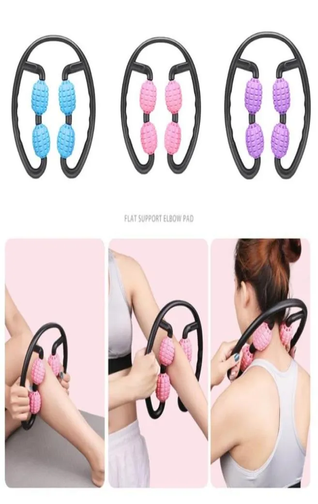 U Shaped Trigger Point Massage Roer for Arm Leg Neck Muscle Tissue for Fitness Gym Yoga Pilates Sports 4 Wheel Yoga Comn4800914