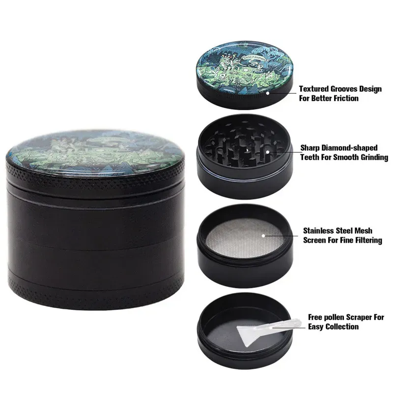 3 in 1 Smoking Accessories Set 50mm Metal Herb Spice Tobacco Grinder Roller Rolling Tray Smoke Kit