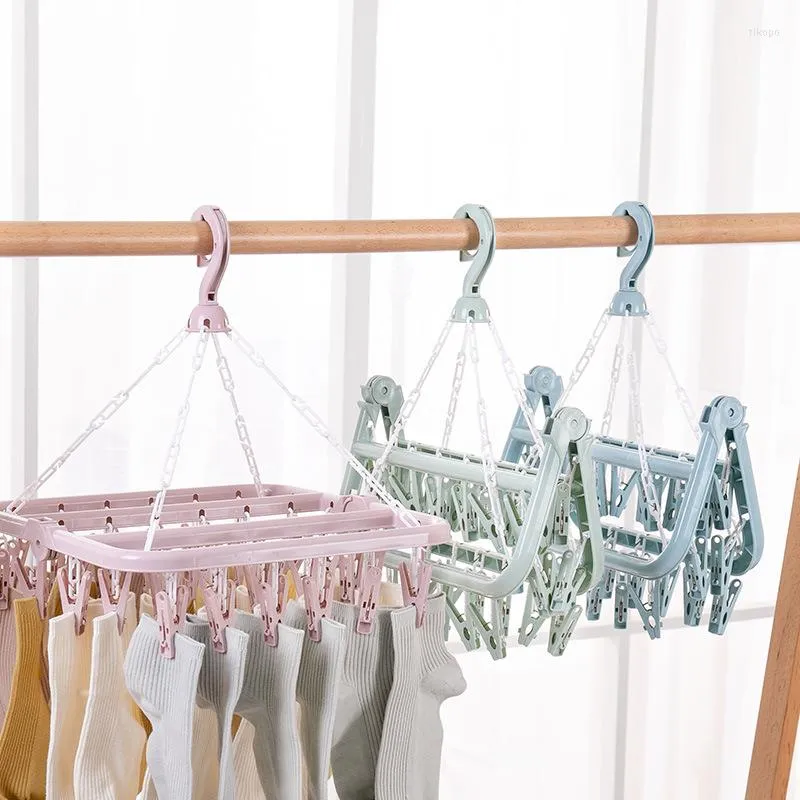 Hangers Multi-clip Drying Socks Rack Hanger 32 Clip Plastic Bra Clothespin Household Clothes Inner Baby