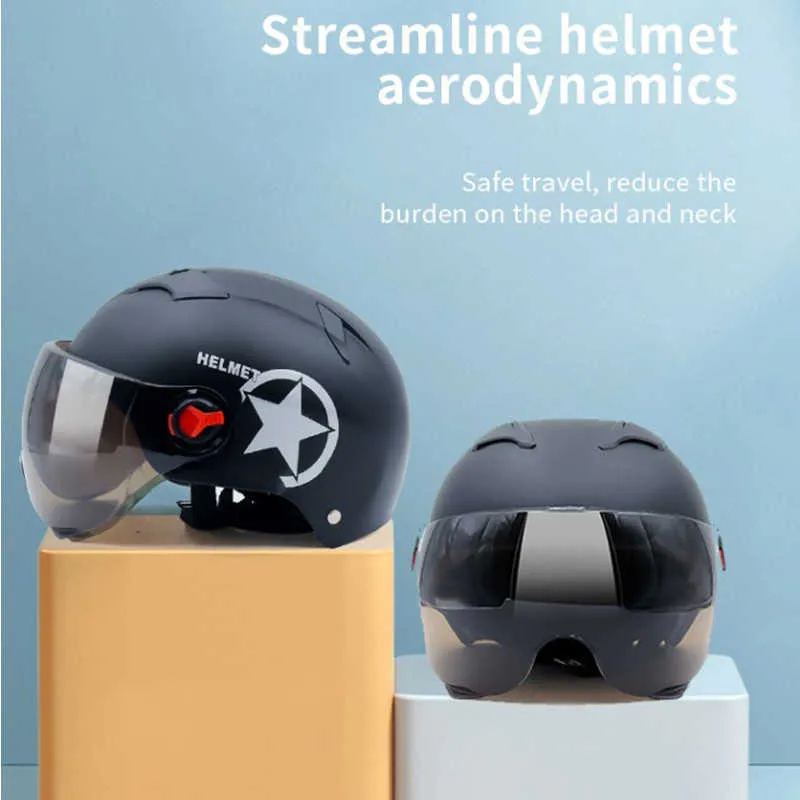 サイクリングヘルメットMoto Electric Motorcycles Half Helmets Electrico Capacete de Moto Visor Helmet Safety Cascos Para Patinetes Scooter Moto Casco P230419