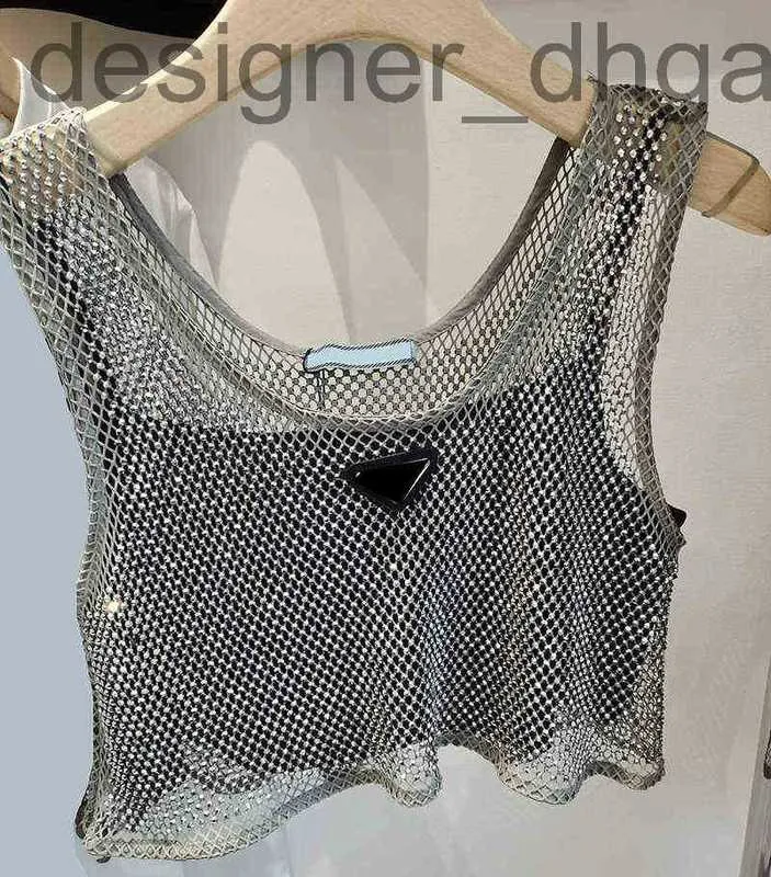 T-shirt pour femmes DesignerTriangle Badge Diamond Tank Tops Womens Sling Tops 2 Pcs Set Camis pour femmes Sexy Sleeves Summer Vest YSV0