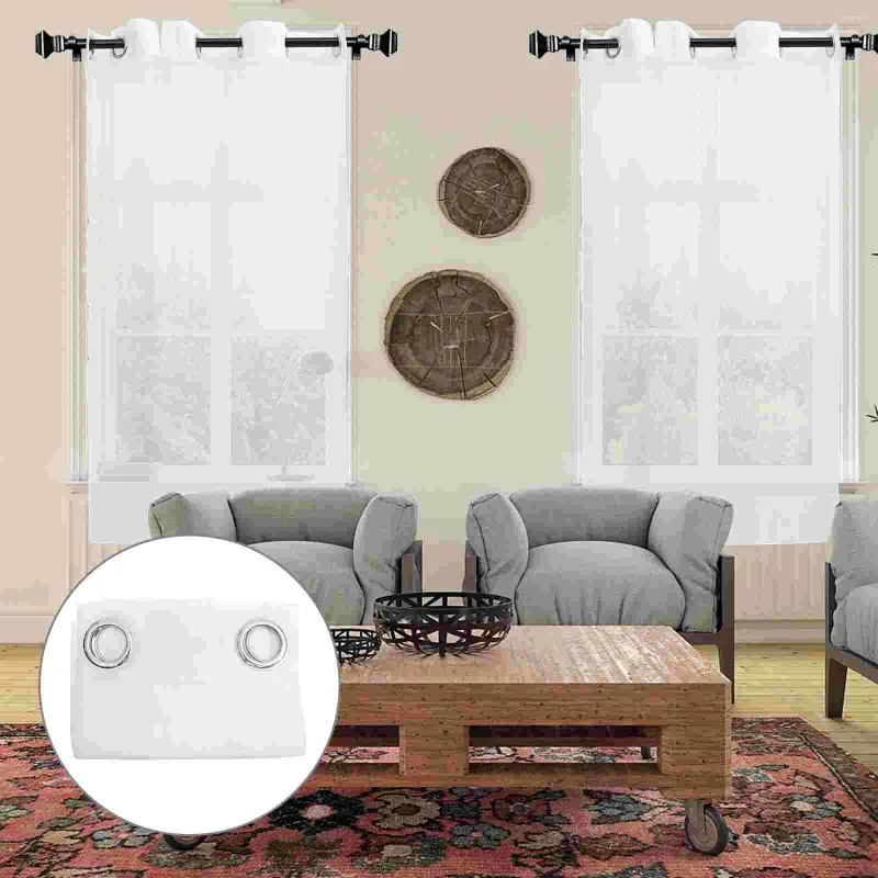 Rideau 2 pièces fenêtre gaze blanc voir à travers les rideaux Semi transparent salon drapé lin filtre à lumière chambre