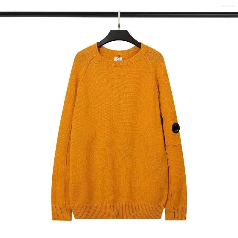 メンズセーター2023秋と冬のCPメンズジャージーファッションメガネソリッドカラーカジュアルクルーネットニットセーター