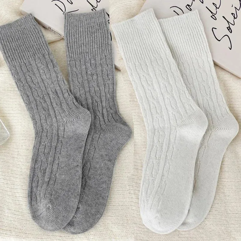 Hiver Cachemire Laine Pour Femme Solide Style Japonais Haruku Rétro Longues Femmes Filles Thermique Streetwear Chaussettes Bonneterie Femmes Bas Classique Mode Imprimé 22