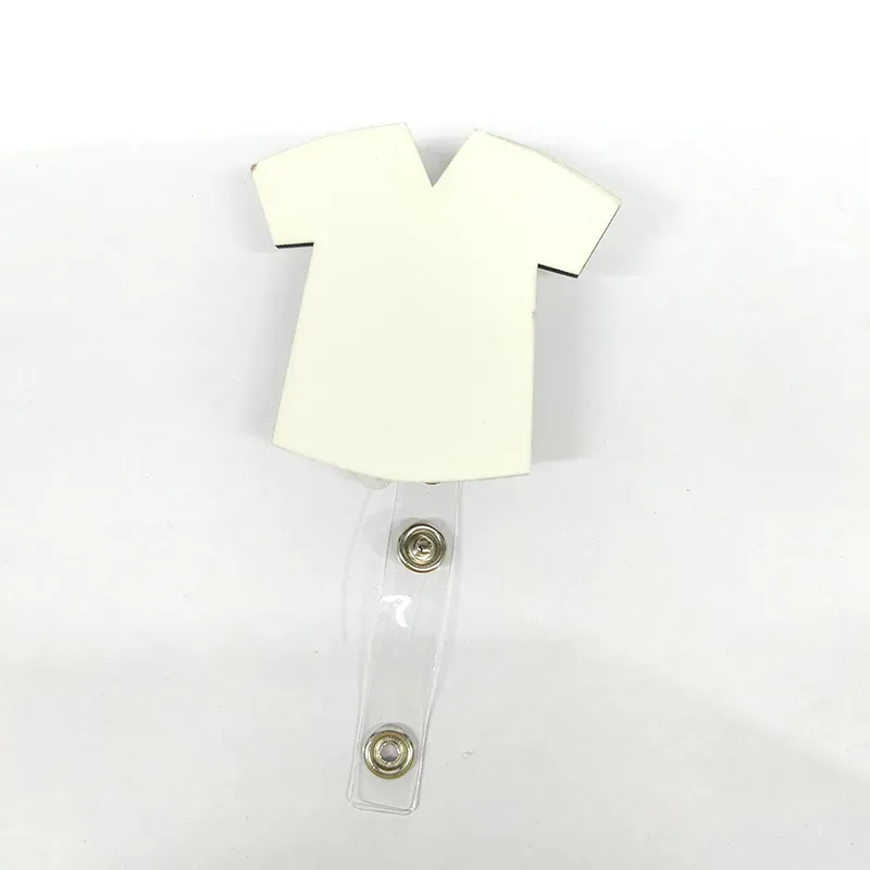 Sublimation Blank Retractable Lay-Flat Shirt Tag Card Badge Reels Holder Metal Clip MDF Hot Transfer Printing Badges Printing FY5529