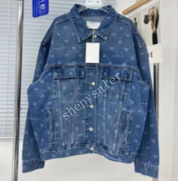 Jean and denim jackets for Women Blue Allover Logo Printed Designer Jean Jacket for Women Denim Casualwear Casual luxury Jacket