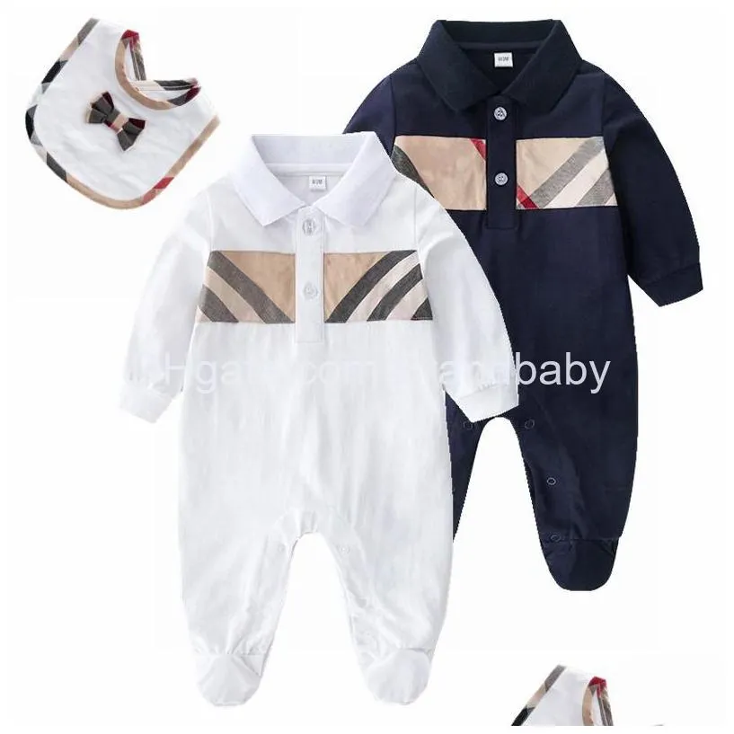 Rompers Born Baby Girls And Boy Romper Short Sleeve Cotton Jumpsuits Kids Clothing Brand Letter Print Infant Drop Delivery Maternity Dh65T
