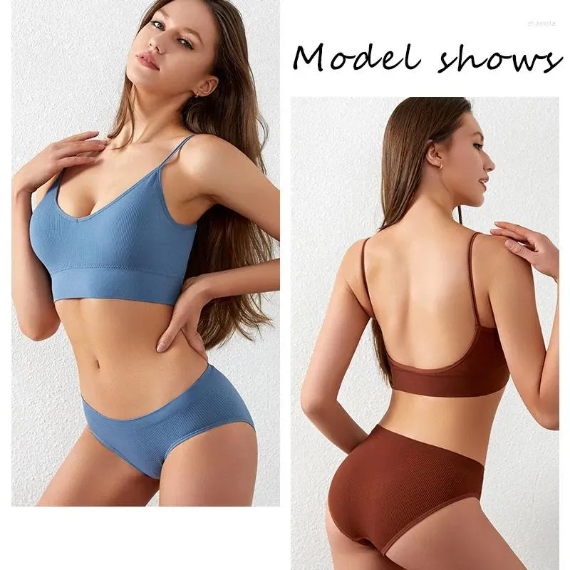 Seamless Cotton Seamless Bralette Set With Low Waist Panties And Wire Free  Thong Sexy Lingerie For Women From Shacksla, $7.5