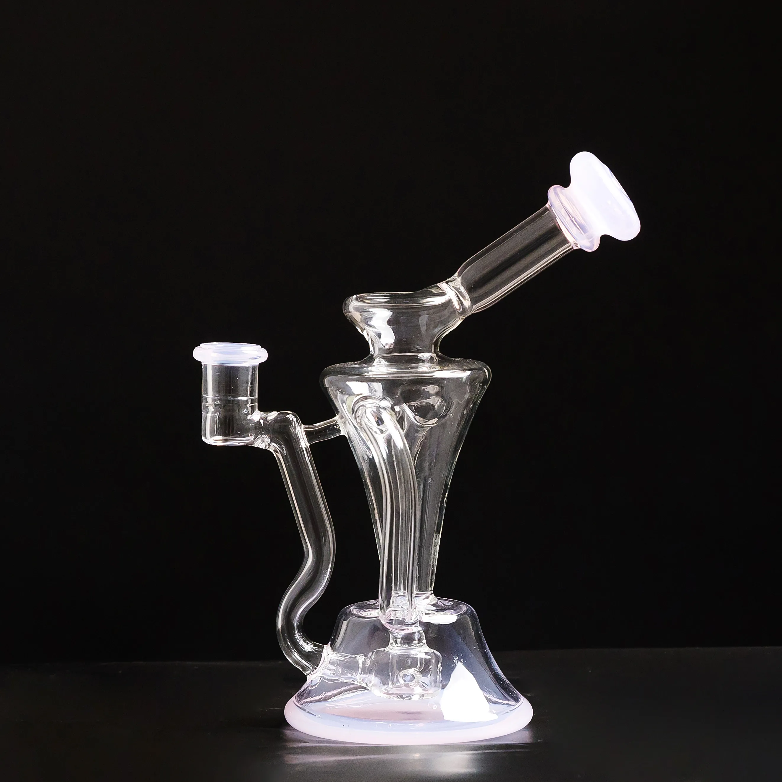 Ash Catcher Shisha Hookahs 2023 Högsta kvalitet Ljusblå rökt silverhjul REFLOW OLJE RIG BUBBLE BONG HOOFAH VATTEN BONGS TORNADO DAB BOWL Anpassning